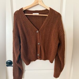 Carly Jean Los Angeles Brown Knit Cardigan